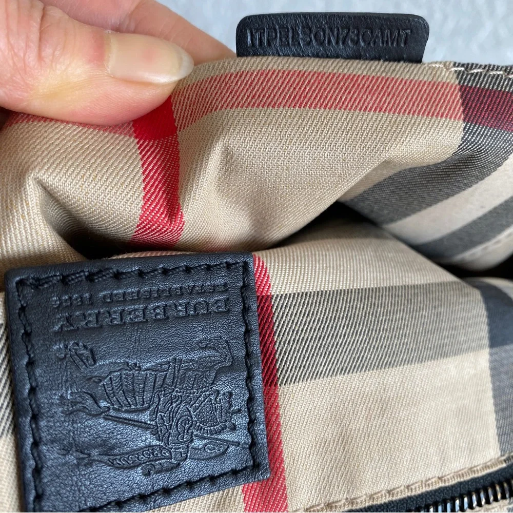 Burberry black leather messenger bag